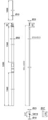 HVI-Leitung D 23mm Cu mit Stuetzrohr L 3200mm und Fangspitze L 1000mm -SET-