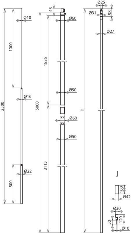 HVI-power-Leitung  D27mm Cu L6,0m -SET- m.Stuetzrohr L5000mm m. Fangstange 2,5m – Bild 2 von 2