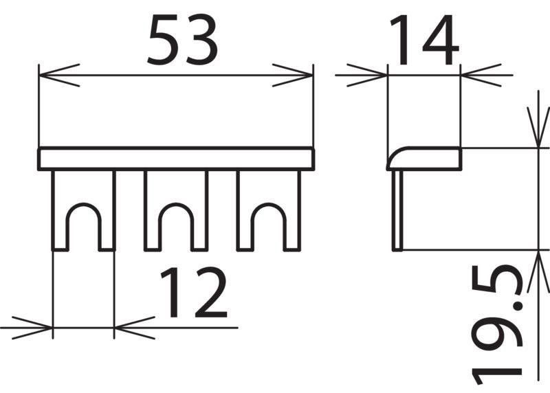 Kammschiene / Modularverdrahtungssystem einphasig, 3-polig, Kupfer 16mm*2 – Bild 2 von 2