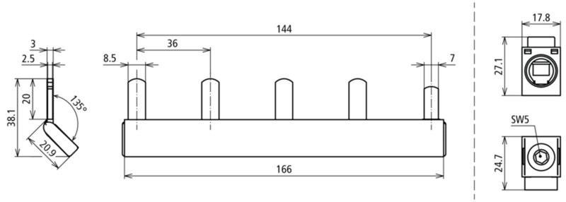 Modularverdrahtungssystem beruehrungssicher 1-phasig 4-polig 8TE m. Klemme bis 50 mm*2 – Bild 2 von 2