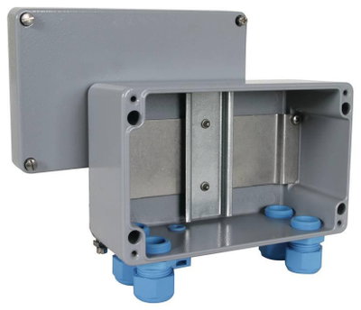 Aluminiumgehaeuse Aufputz IP65 fuer Ex(i) mit Hutschiene B 160 H 100 T 85mm