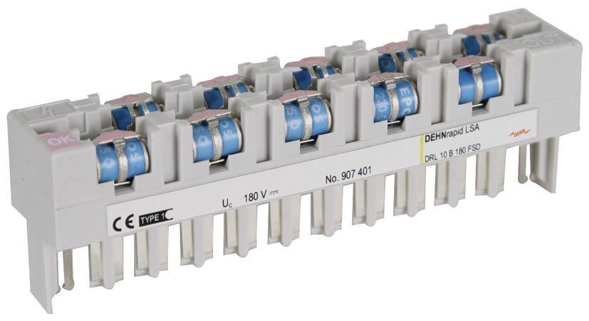 Blitzstromableiter DEHNrapid LSA Steckmagazin fuer 10 Doppeladern