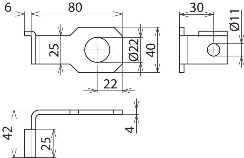 Anschlussbuegel IF1 abgewinkelt Bohrdurchmesser d1 22 mm – Bild 2 von 2