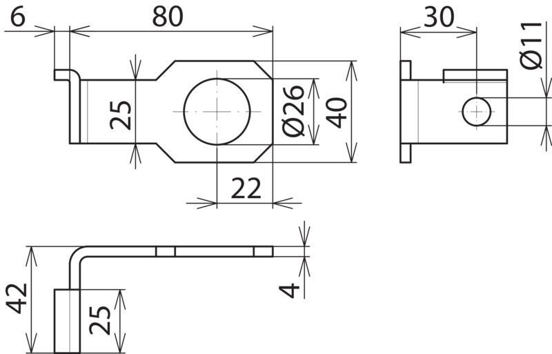 Anschlussbuegel IF1 abgewinkelt Bohrdurchmesser d1 26 mm – Bild 2 von 2