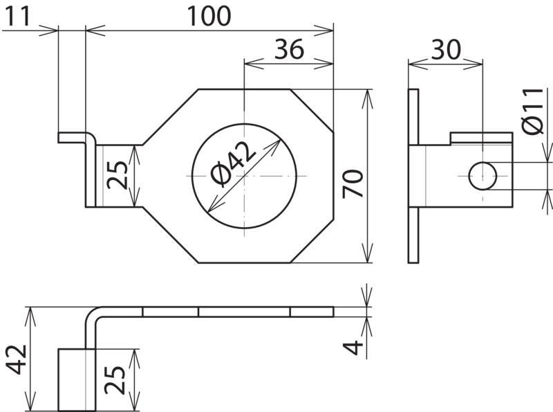 Anschlussbuegel IF1 abgewinkelt Bohrdurchmesser d1 42 mm – Bild 2 von 2