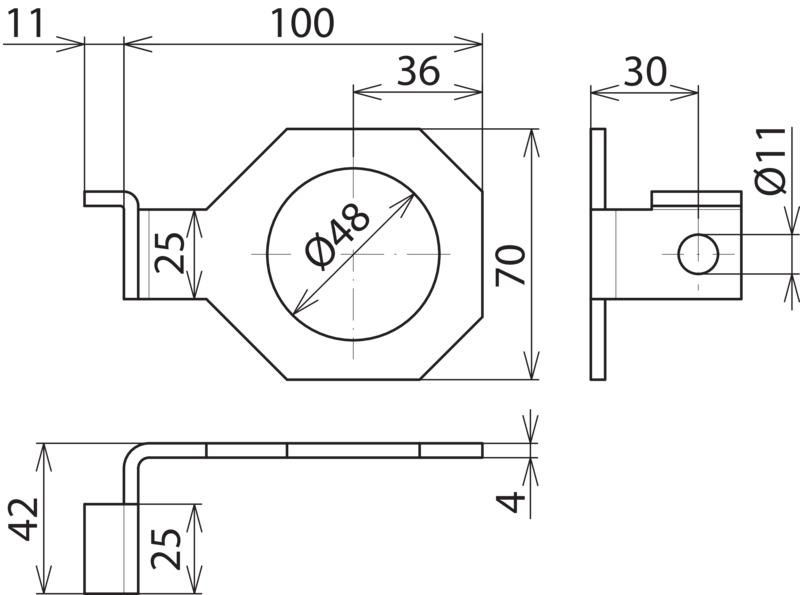 Anschlussbuegel IF1 abgewinkelt Bohrdurchmesser d1 48 mm – Bild 2 von 2