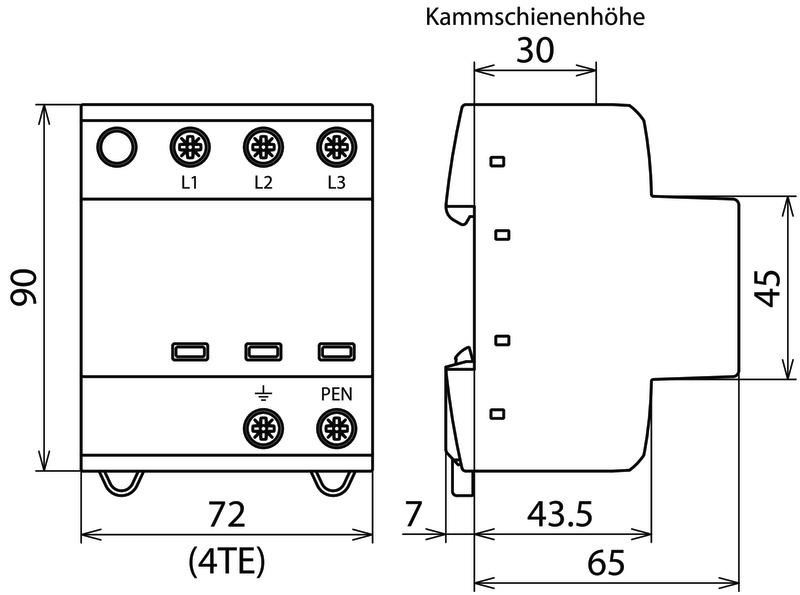 Anwendungsopt. Kombi-Ableiter DEHNshield Typ 1+2 fuer dreiphasige TN-C-Systeme – Bild 2 von 2