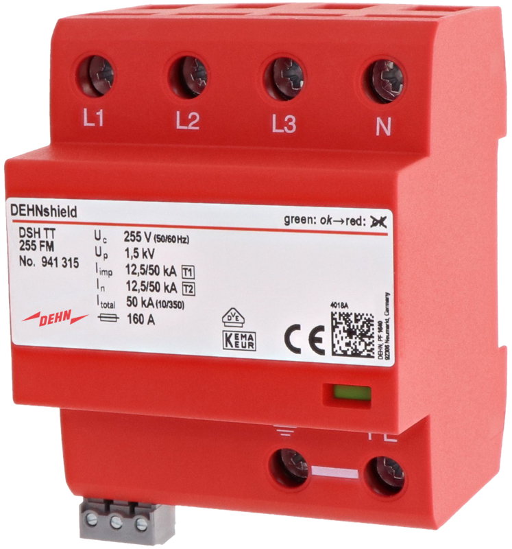 Anwendungsopt. Kombi-Ableiter DEHNshield Typ1+2 f.dreiphasige TT-und TN-S-Systeme