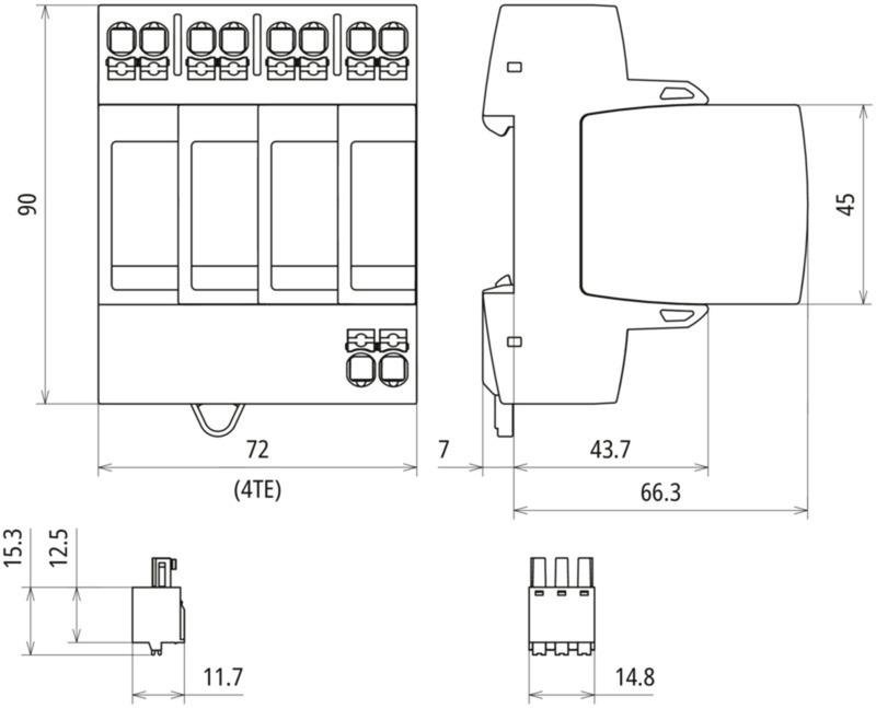 Ueberspannungsableiter Typ 2+3 DEHNguard MP 4-polig Uc 385V fuer TT+TNS-Systeme – Bild 2 von 2