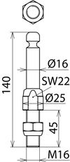 Erdungsfestpunkt m. Ringnut D 16mm u. Gewindebolzen m. Mutter M16x45mm