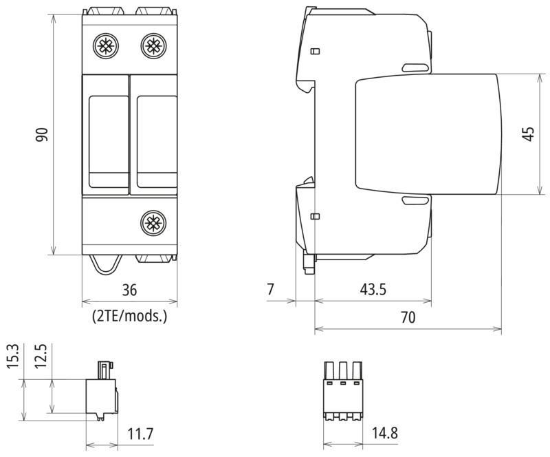 Ueberspannungsableiter Typ 2 DEHNguard MD 2-polig fuer TN-Systeme mit ACI – Bild 2 von 2