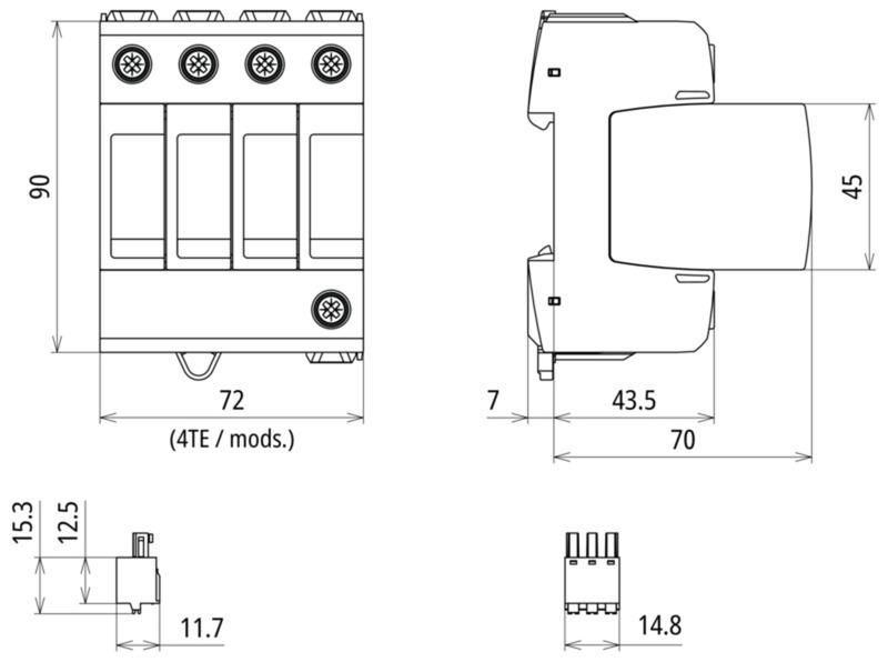 Ueberspannungsableiter Typ 2 DEHNguard MD 4-polig fuer TT- und TN-S-Systeme mit ACI – Bild 2 von 2