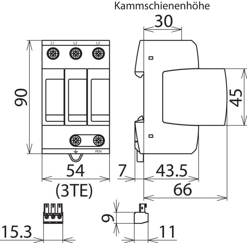 Ueberspannungsableiter Typ 2 DEHNguard M 3-polig fuer TN-C-Systeme – Bild 2 von 2