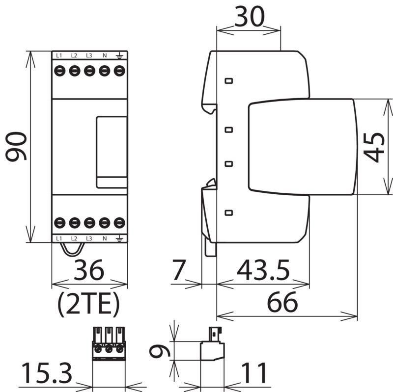 Ueberspannungsableiter Typ 3 DEHNrail M 4-polig 255V fuer Industrieelektronik – Bild 2 von 2