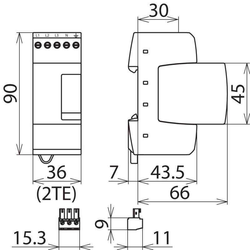 Ueberspannungsableiter Typ 3 DEHNrail M 4-polig 255V fuer Industrieelektronik – Bild 2 von 2