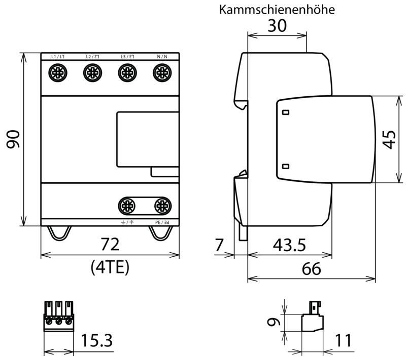Kombi-Ableiter Typ1+2+3 DEHNventil M2 vierpolig fuer TT-und TN-S-Systeme mit FM – Bild 2 von 2