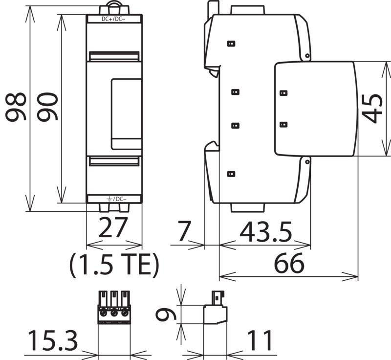 Ueberspannungsableiter Typ 2 DEHNguard SE DC 1-polig Uc 550V DC – Bild 2 von 2