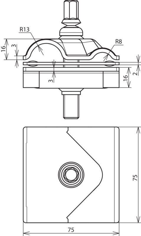 Maxi-MV-Klemme St/tZn f. Rd 8-16 / 15-25mm m. Abreissschraube M12x65mm – Bild 2 von 2