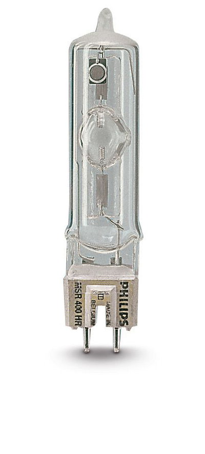 MSR HR (Heißwiederzündung) -  Studio-, projection- and photo lamp -  Systemleistung: 400 W -  Ähnlichste Farbtemperatur: 5830 K