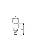 Backofenlampen (Birne) -  Incandescent lamp tube-shaped -  Systemleistung: 25.0 W -  Ähnlichste Farbtemperatur: 2700 K