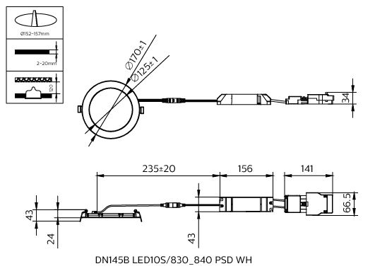 CoreLine Slim Downlight, 10 W, 1080 lm, 1150 lm, 3000 K, 4000 K, DALI-regelbar, Texturiert – Bild 5 von 5