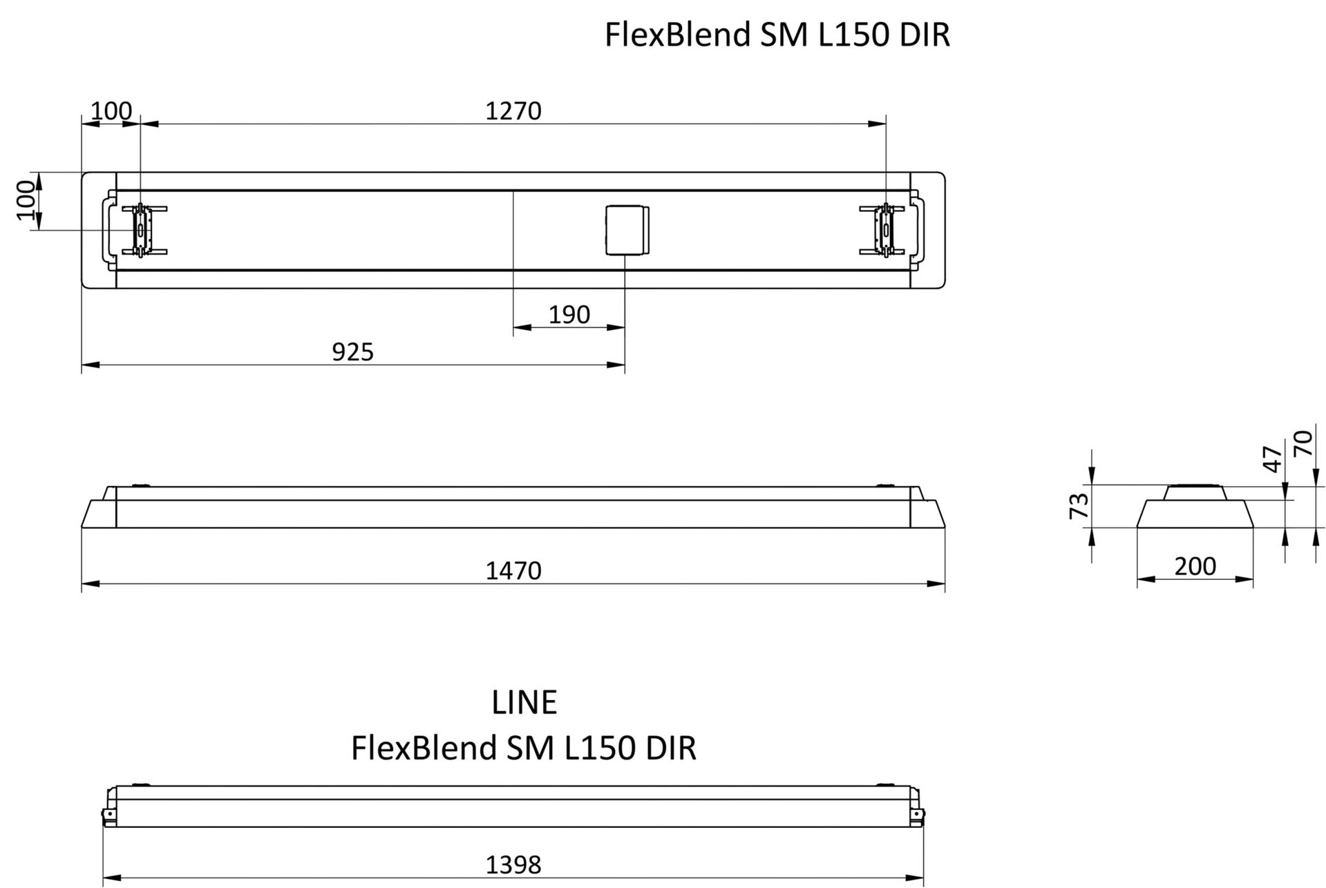 FlexBlend, Anbauleuchten, 38 W, 1470x200 mm  H73 mm, 5200 lm, 4000 K, CRI90, DALI-regelbar, UGR19 – Bild 6 von 6