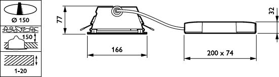 GreenSpace Downlight, 8.2 W, D150 mm, 1100 lm, 3000 K, DALI-regelbar, Hochglanzreflektor, IP20 – Bild 2 von 2