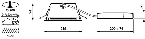 GreenSpace Downlight, 13.3 W, D200 mm, 1800 lm, 3000 K, Hochglanzreflektor, Klar, IP20/54 – Bild 6 von 6