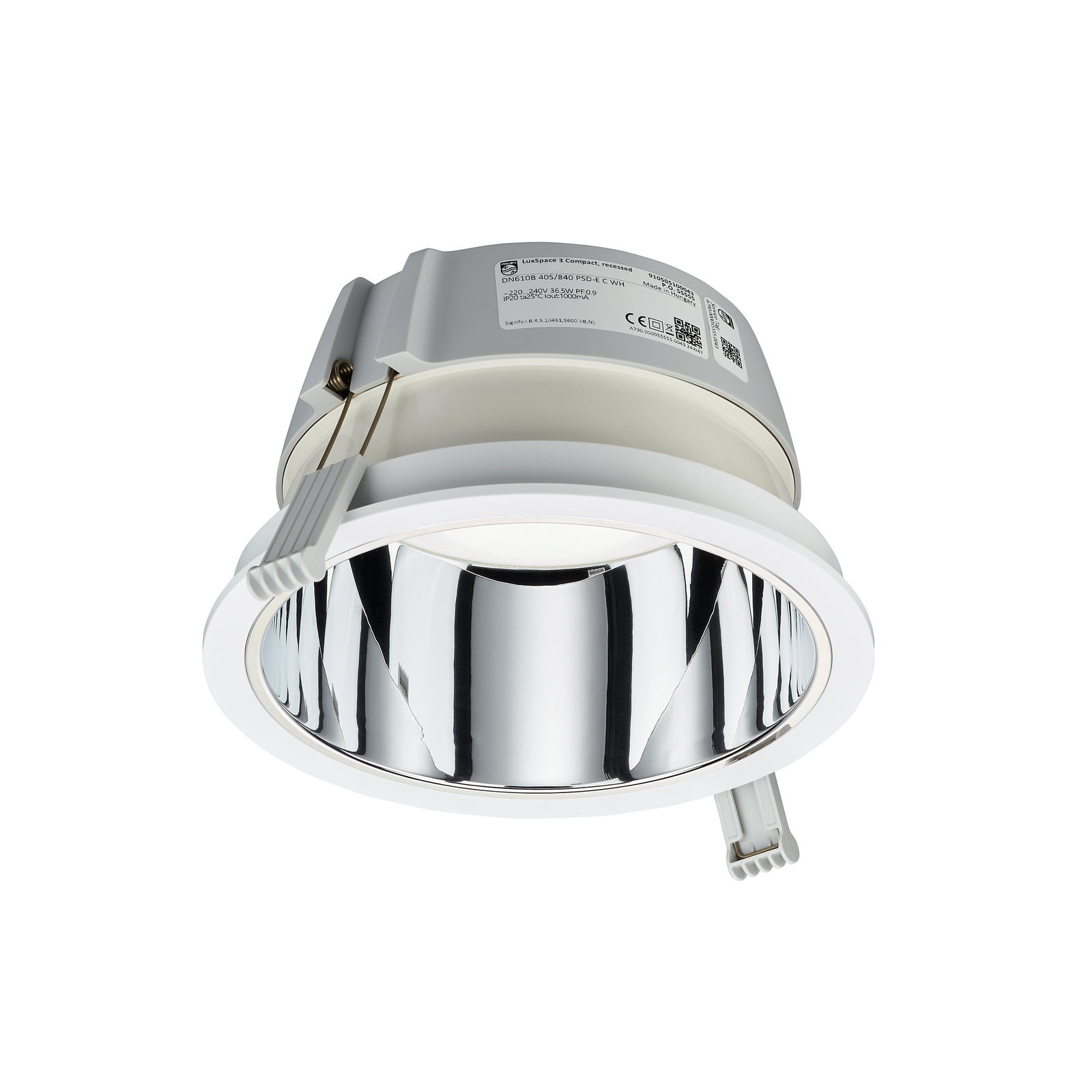 Einbauleuchte LuxSpace Compact, UltraEfficient, 13 W, D200 mm, 2200 lm, 4000 K, DALI-regelbar, UGR19, Hochglanzreflektor, Weiß