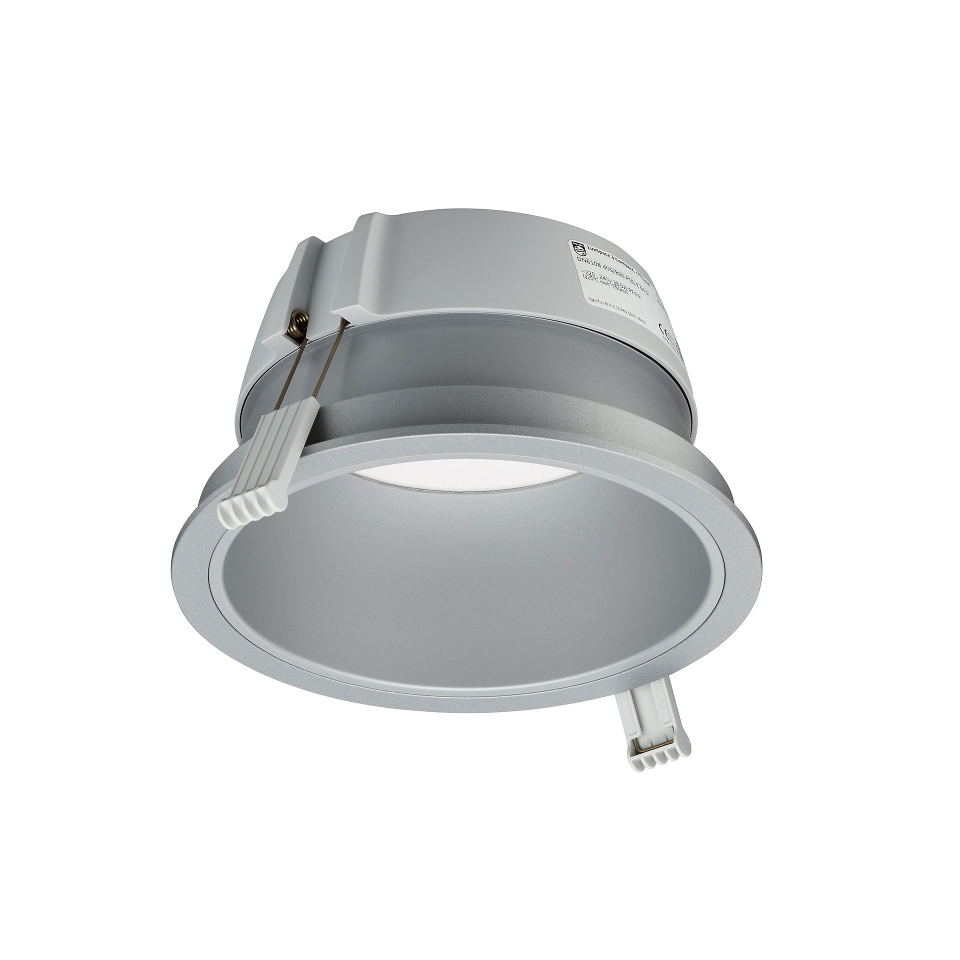 Einbauleuchte LuxSpace Compact, 18 W, D200 mm, 2100 lm, 4000 K, UGR19, Matter Reflektor, Silber