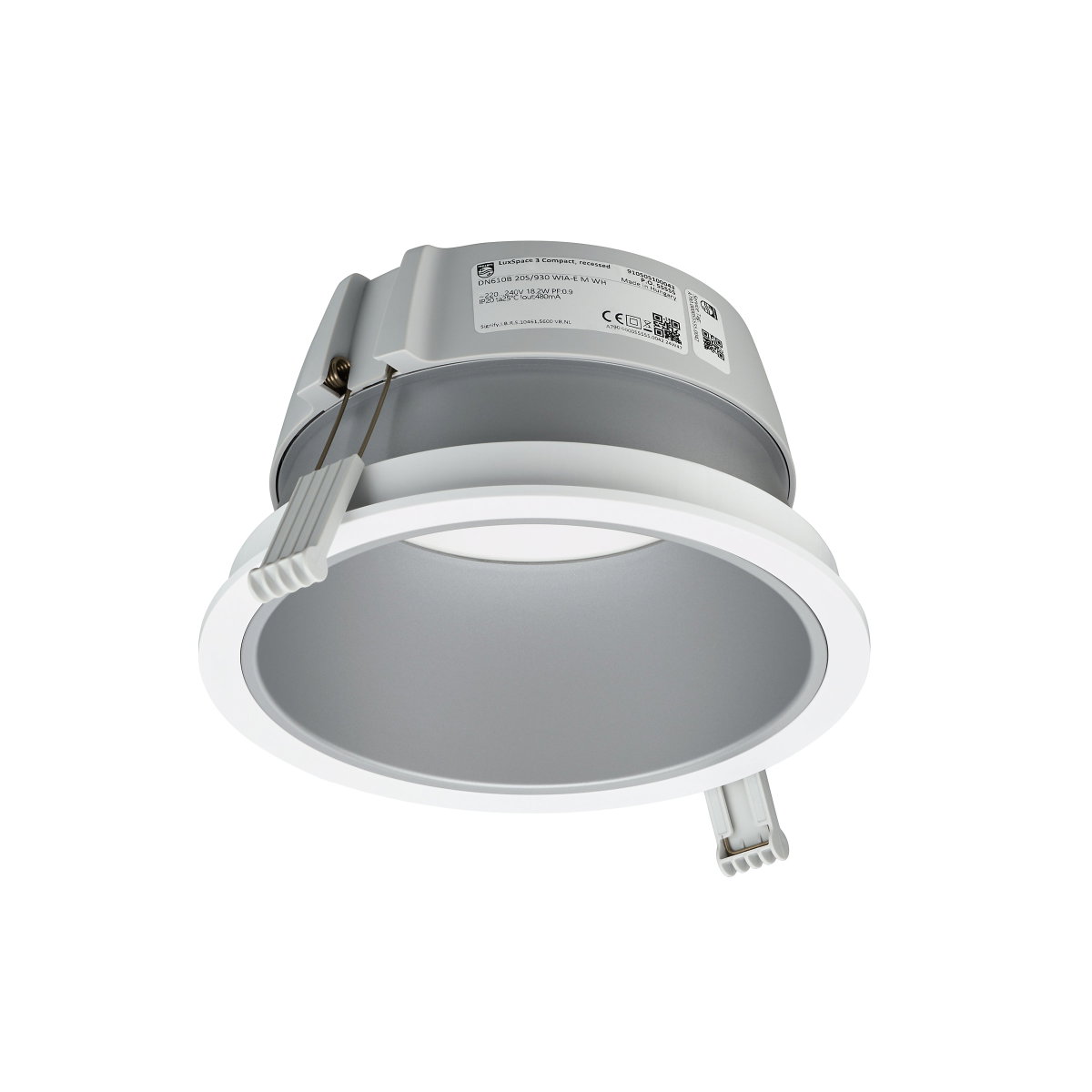 Einbauleuchte LuxSpace Compact, 19.4 W, D200 mm, 2400 lm, 4000 K, UGR19, Matter Reflektor, Weiß