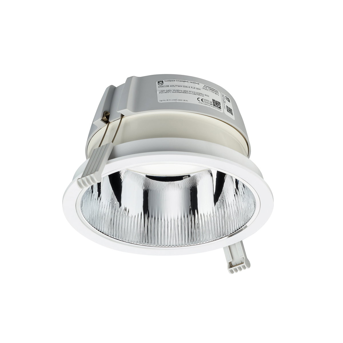 Einbauleuchte LuxSpace Compact, 33 W, D200 mm, 4000 lm, Tunable white 2700-6500 K, DALI-regelbar, Interact Ready, Hochglanzreflektor, Weiß
