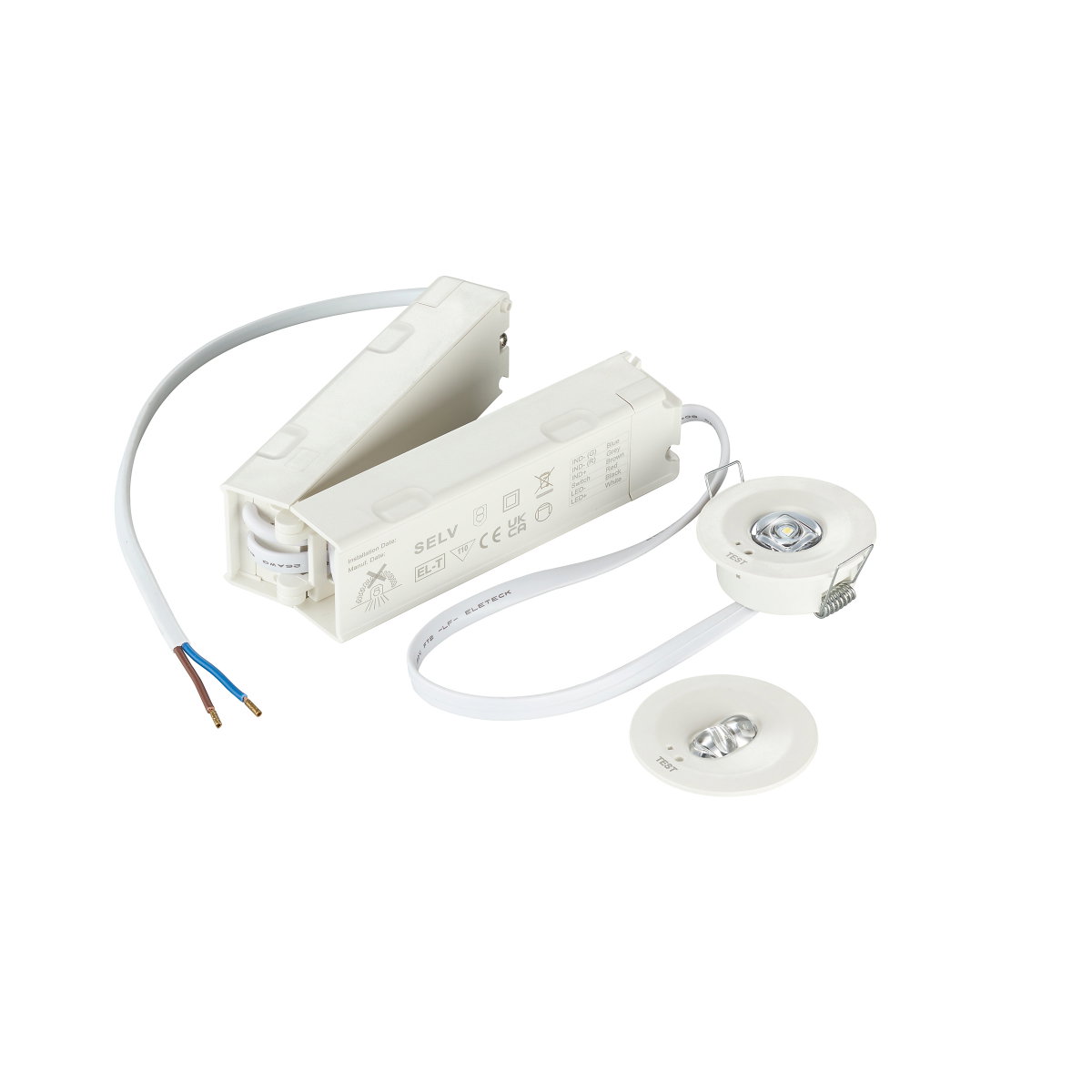 Notfall-Spot, Recessed emergency downlight, 2 W, 2 W, D50 mm, 135 lm, 6500 K, IP20, ELP3h