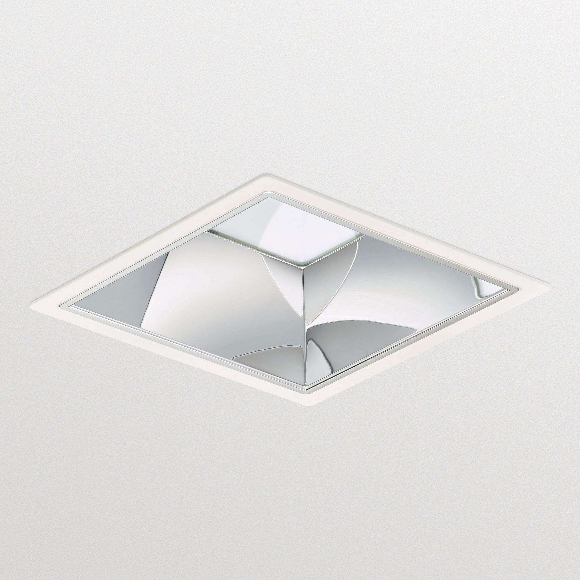 LuxSpace Einbaudownlight Quadratisch, 16.4 W, 200x200 mm, 2200 lm, 3000 K, DALI-regelbar, Interact Ready, UGR19, Hochglanzreflektor, VLC, Weiß, IP20