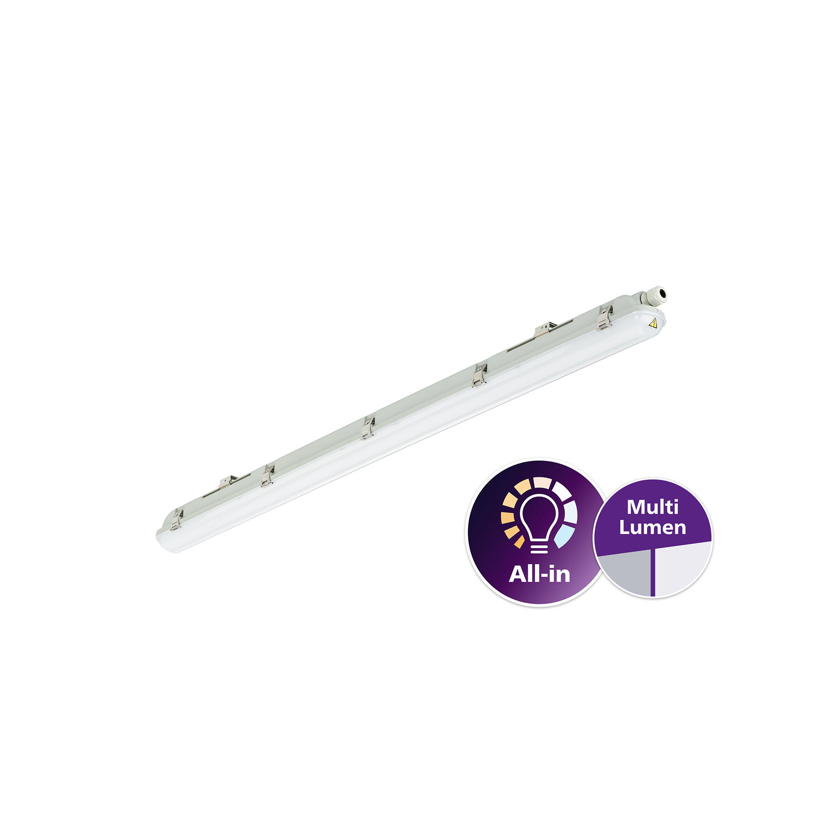 Ledinaire Feuchtraumleuchte WT065C klassisch, All-in, 42 W, 23 W, L1200 mm, 2900 lm, 4800 lm, 4000 K, Symmetrisch, Opal, IP65, IK08, TW1-ready