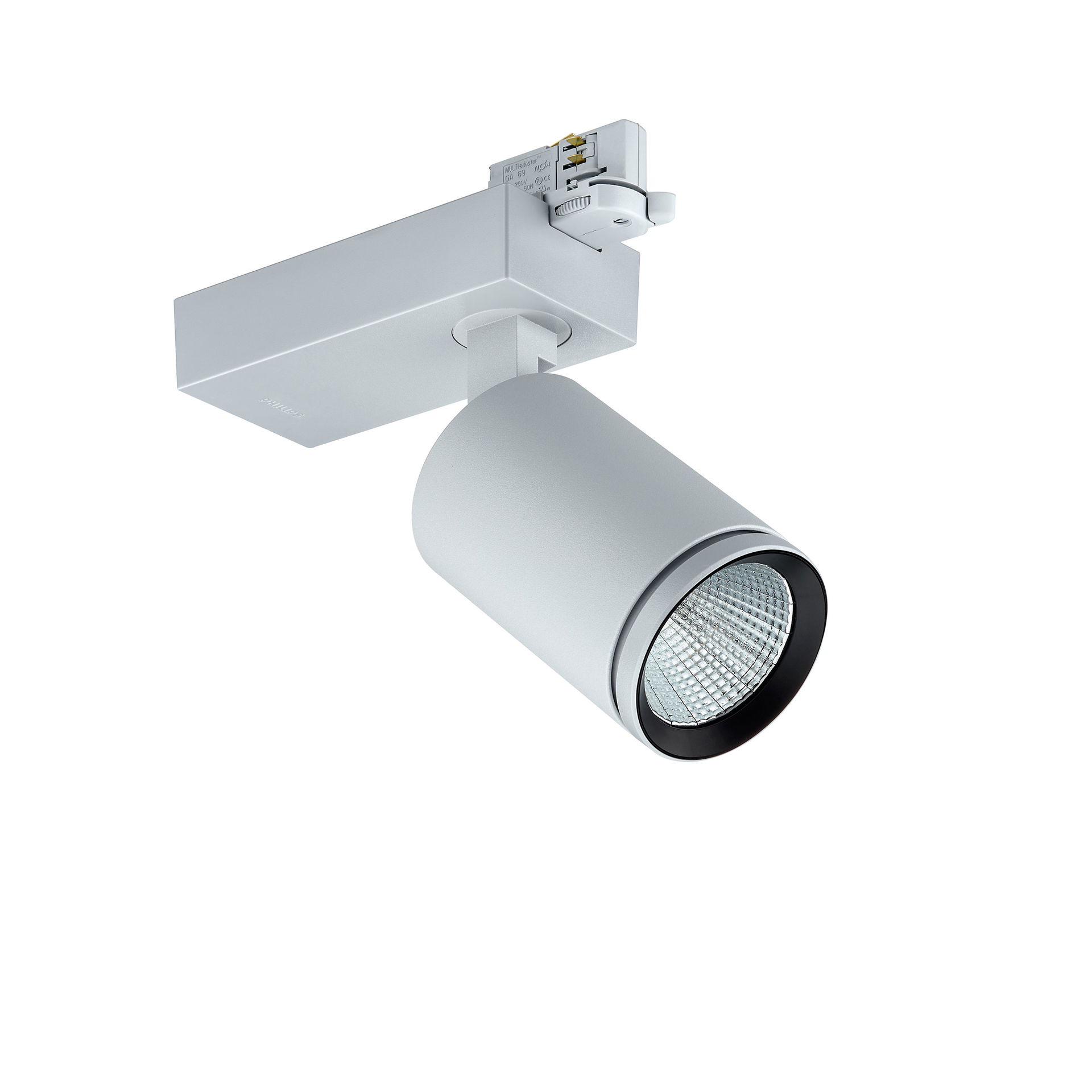 StyliD Evo, Compact, track projector, 38.5 W, 4900 lm, 3000 K, Stark reflektierender Metallreflektor, tief-/breitstrahlend, 20 bis 40Grad, Silber