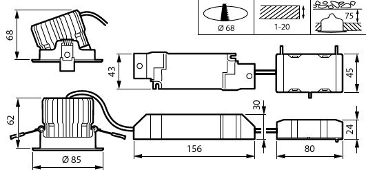 CoreLine Einbaustrahler Gen2, Adjustable, 12 W, D68 mm, 1380 lm, 4000 K, Kabellos, Interact Ready, Breitstrahlend (WB), Weiß, IP20/44 – Bild 6 von 6