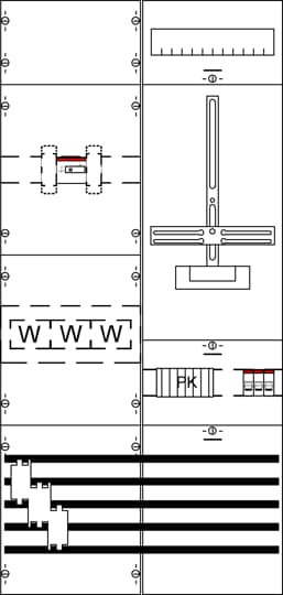 Mess- und Wandlerfeld BH3-2FB, vorverdrahtet mit Zählerkreuz