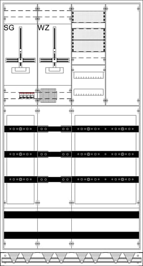 12RE 4FB, Komplettschrank nach FNN, In 585A mit Dreipunkt-Befestigung   