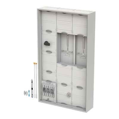 RE9/FB2, Komplettschrank, mit Zählerkreuz, mit Aufputz-Zählerplatz   