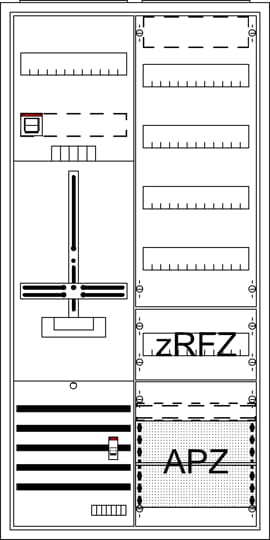 Komplettschrank, Dreipunkt, A27 1Z1V4A2z Q16, Schutzklasse II, Schutzart IP31