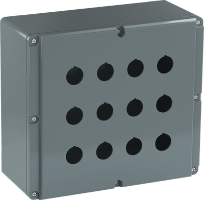 080SP12SFE Metallgehäuse, 12 Befehlsstellen grau, Aluminium, IP66