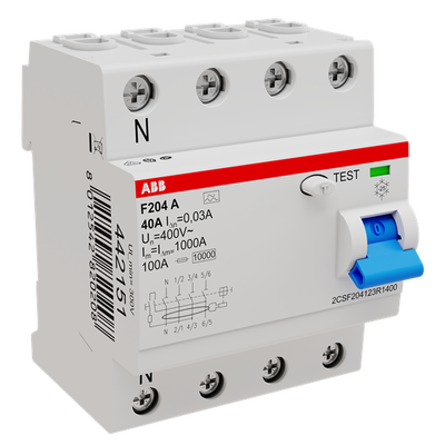 FI-Schutzschalter 4P, Typ A, 40A, 30mA, N links