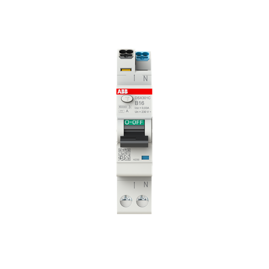 FI/LS-Schalter, 1 TE 6kA, 1P+N, Typ A, B16, 30mA FlexLine Push-in Technologie