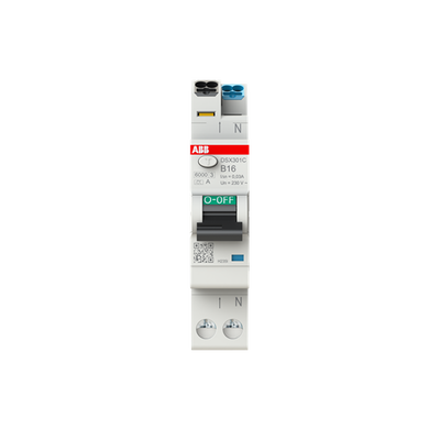 FI/LS-Schalter, 1 TE 6kA, 1P+N, Typ A, B16, 30mA FlexLine Push-in Technologie