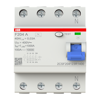 F204A-40/0,03L FI-Schutzschalter 4P,Typ A,40A,30mA,N links  