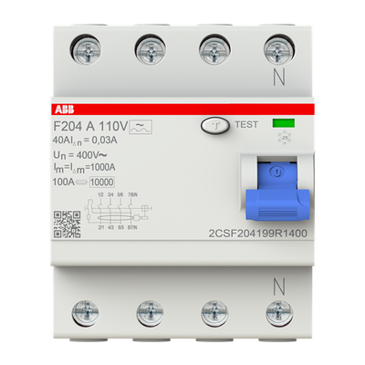 F204A-40/0,03 FI-Schalter Typ A 110V RCCB,4P,40A,30mA,f.110V AC-Netz  