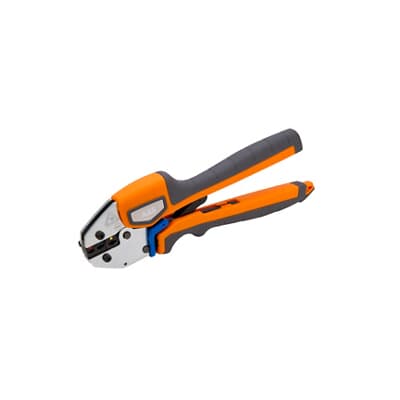 Crimpwerkzeug für isol. Flachstecker, 0,5-6 mm² mit Crimpfuß für Verbindungen