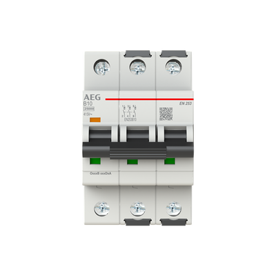 EN253B10 Leitungsschutzschalter AEG ElfaPlus 25kA, B-Charakteristik, 10A, 3P