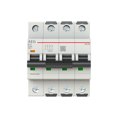 EN254B10 Leitungsschutzschalter AEG ElfaPlus 25kA, B-Charakteristik, 10A, 4P